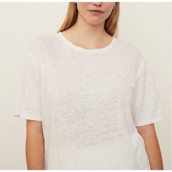 Vince Women's Short Sleeve White Crewneck T-Shirt Essential Linen Size XXL NWT - Picture 1 of 12